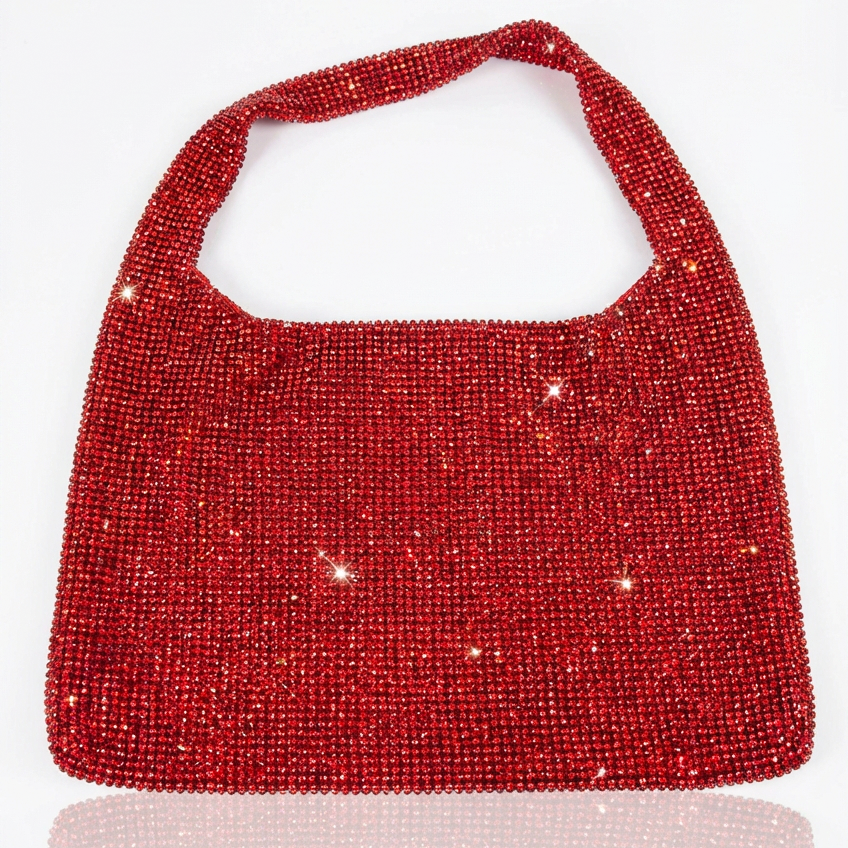 JASMINE RED LUXURY CRYSTAL MESH BAG - Image 4
